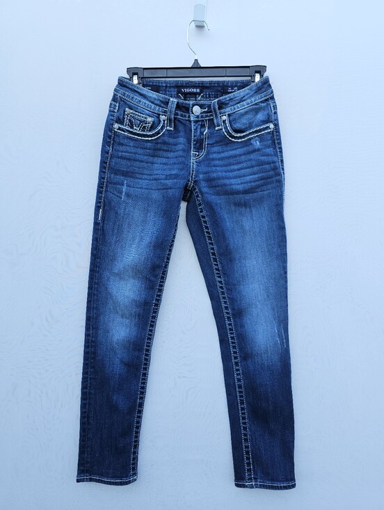 Vigoss Denim - Vigoss Heritage Fit Capri Jeans Size 0 (25" Waist) Dark Wash Thick Stitching